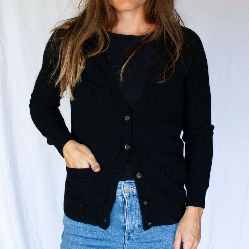 Black Madewell Wool Cardigan Sweater with pockets